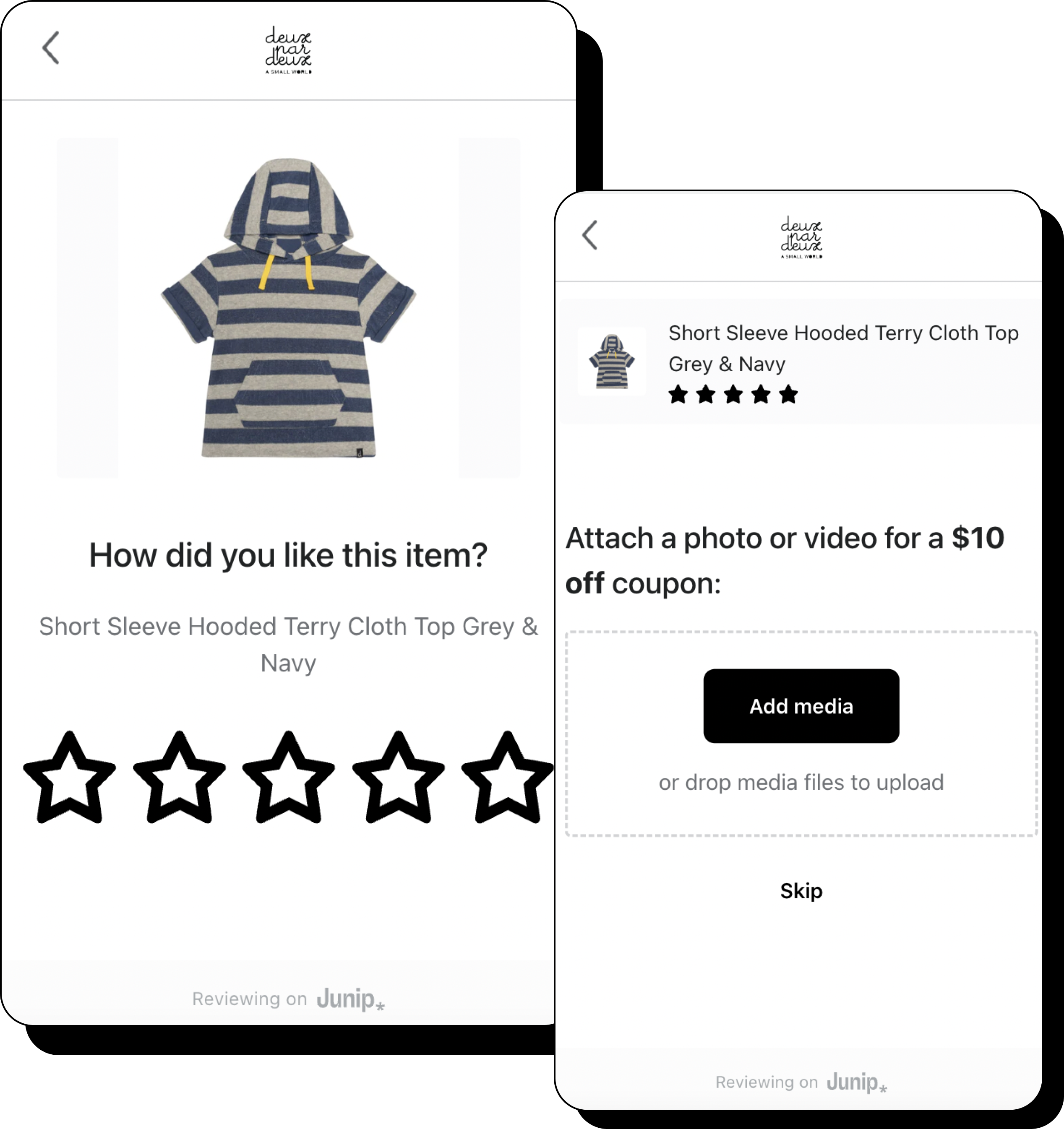 Junip mobile first review form
