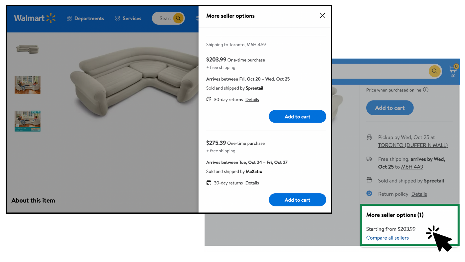 Example of how Walmart implements multiple seller options