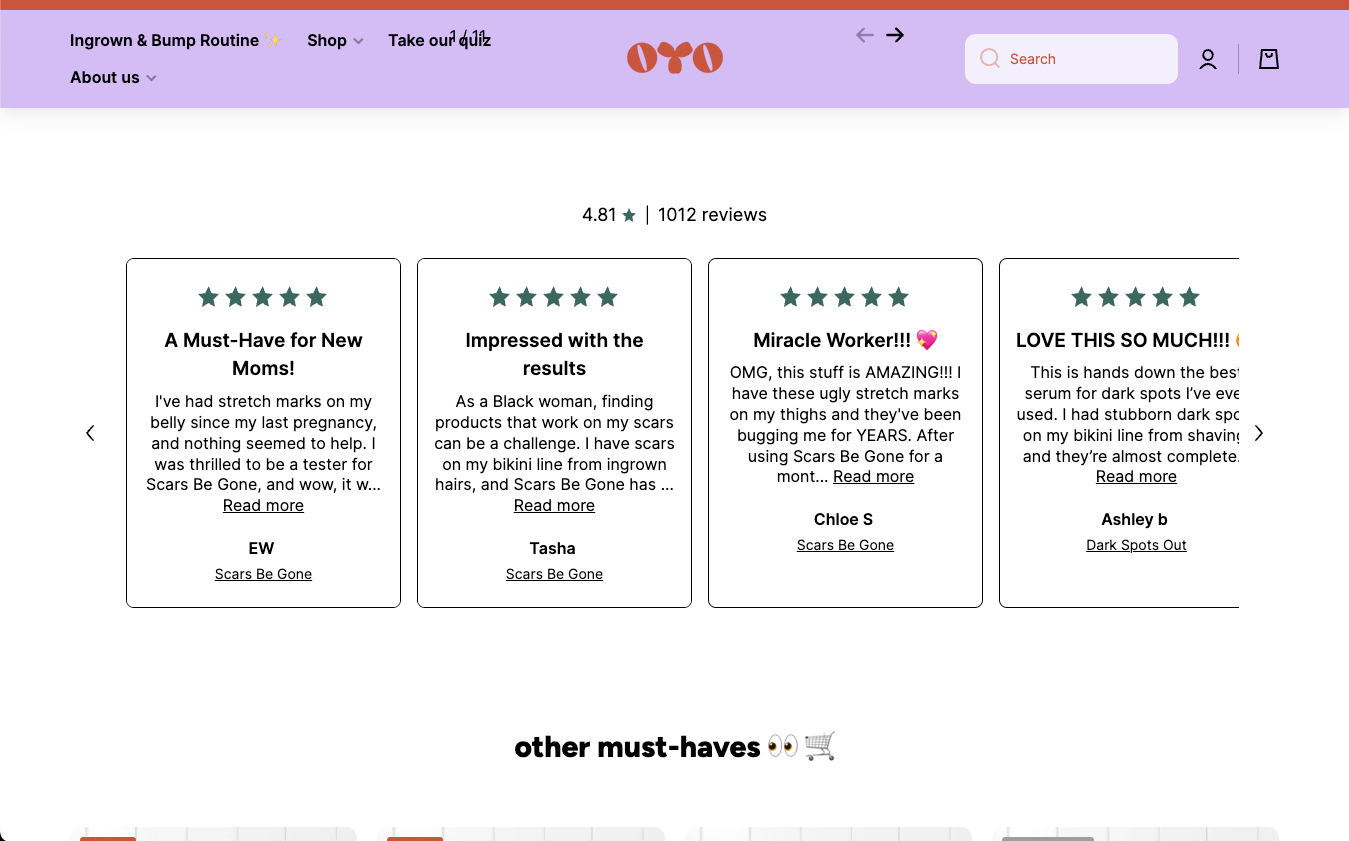 OYO reviews on homepage