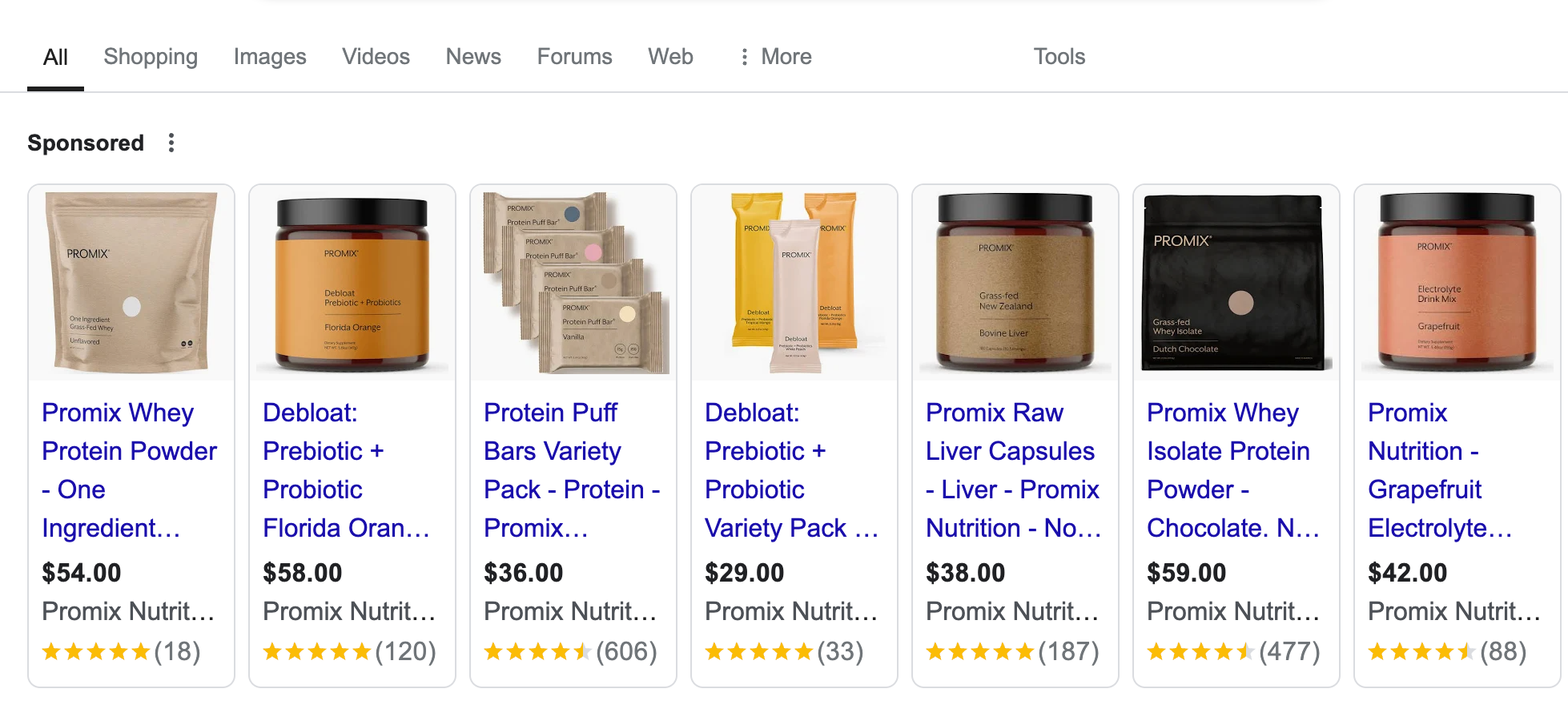 Junip displaying reviews on Promix Google Shopping Ads